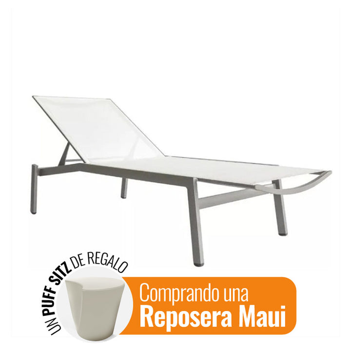 Reposera Maui Blanca Estructura Gris