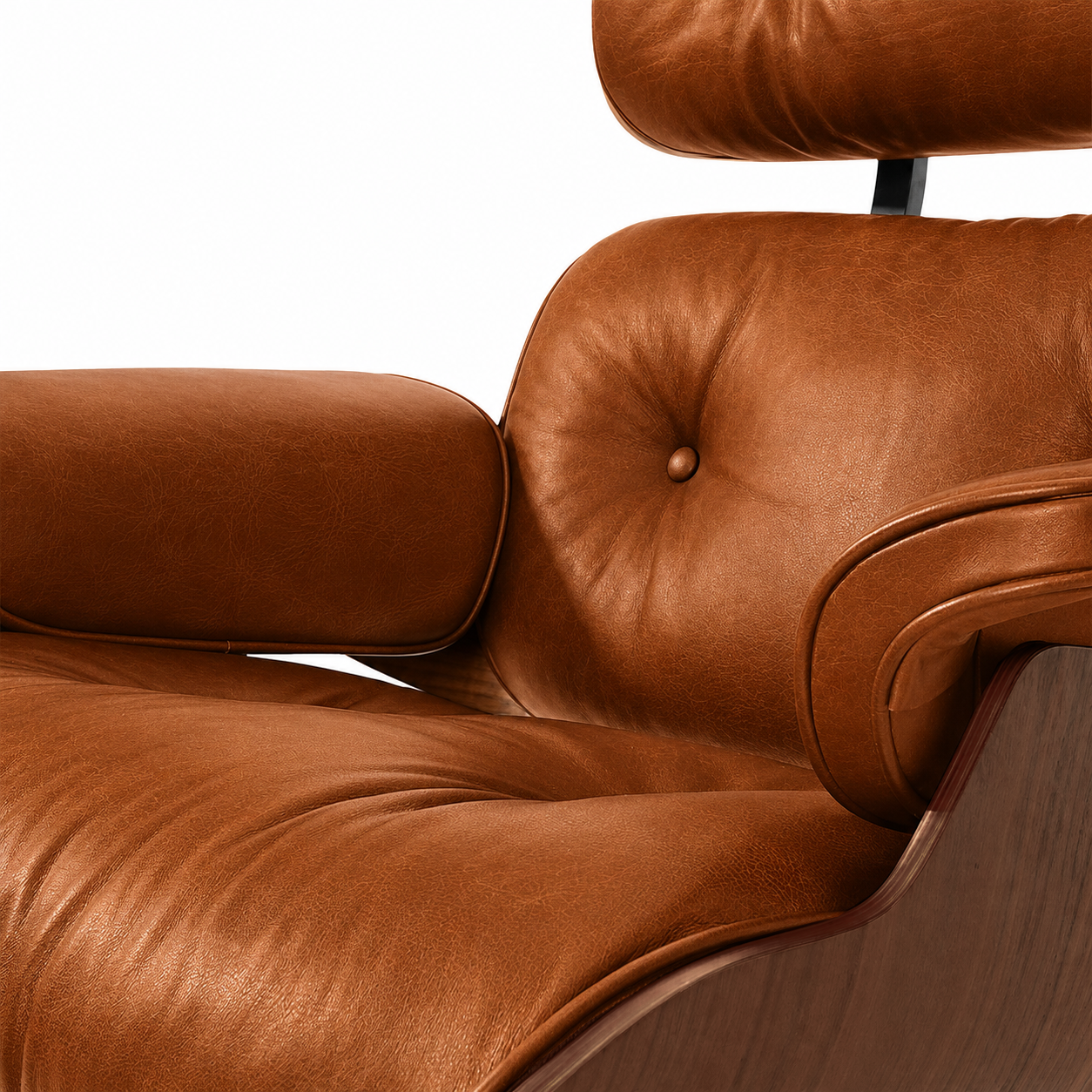 Sillón Poltrona Eames Lounge con Otomana cuero Rivera Saddle