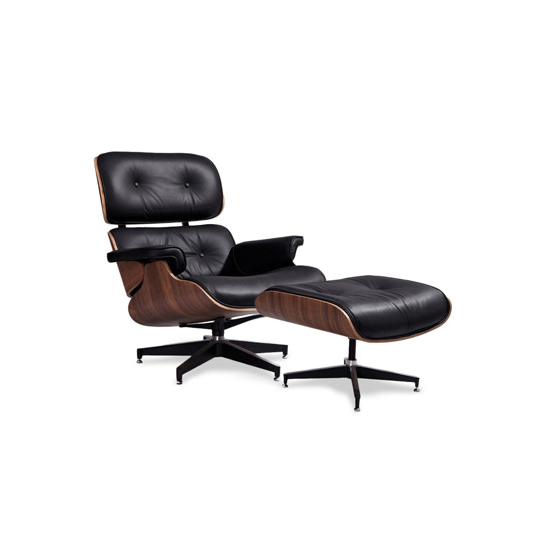 Sillón Poltrona Eames Lounge con Otomana eco cuero