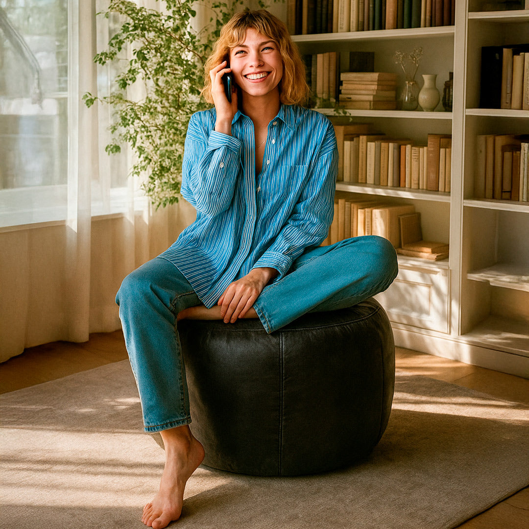 Puff Donna Ø 60 cm Cuero