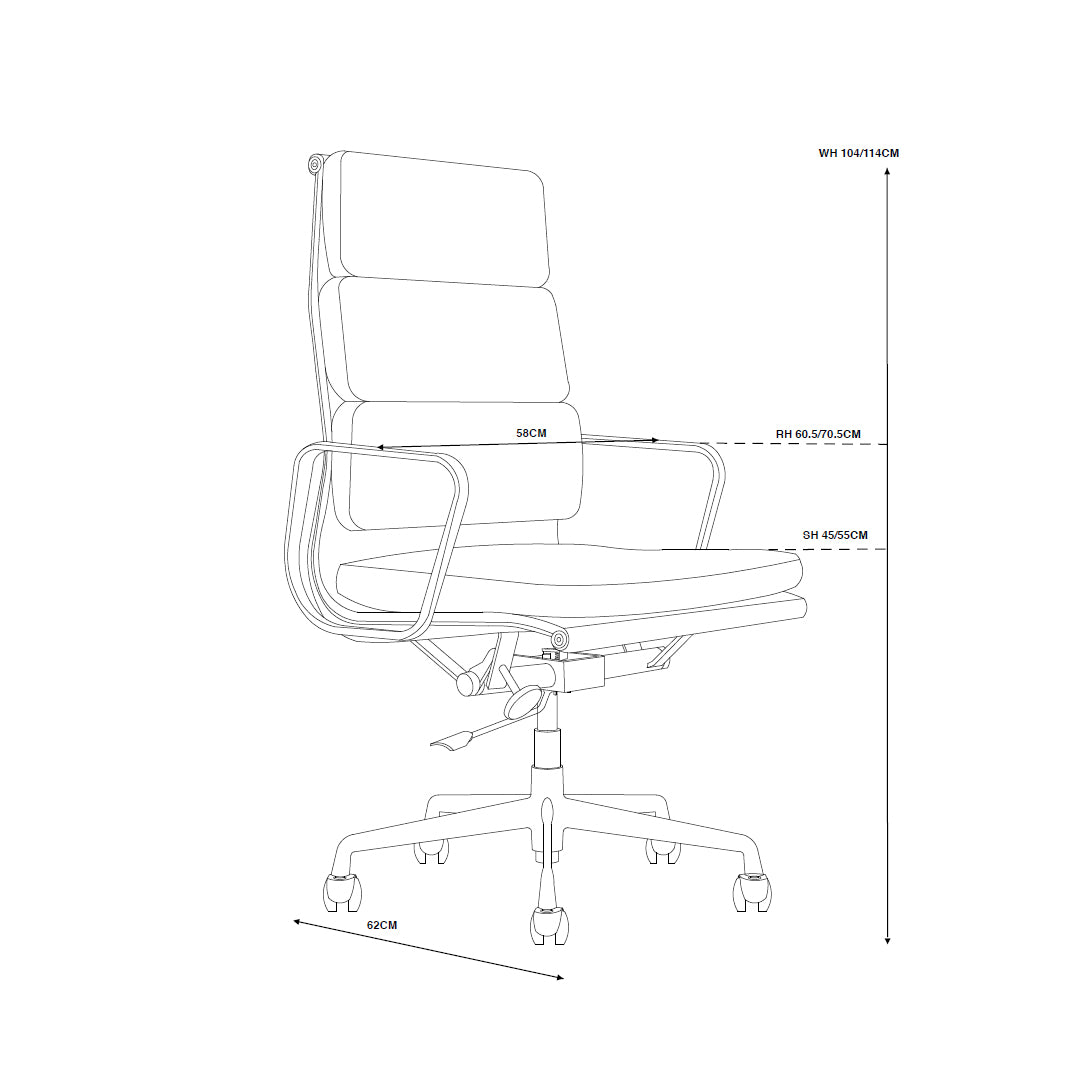Silla Aluminum Soft Alta, aluminio satinado