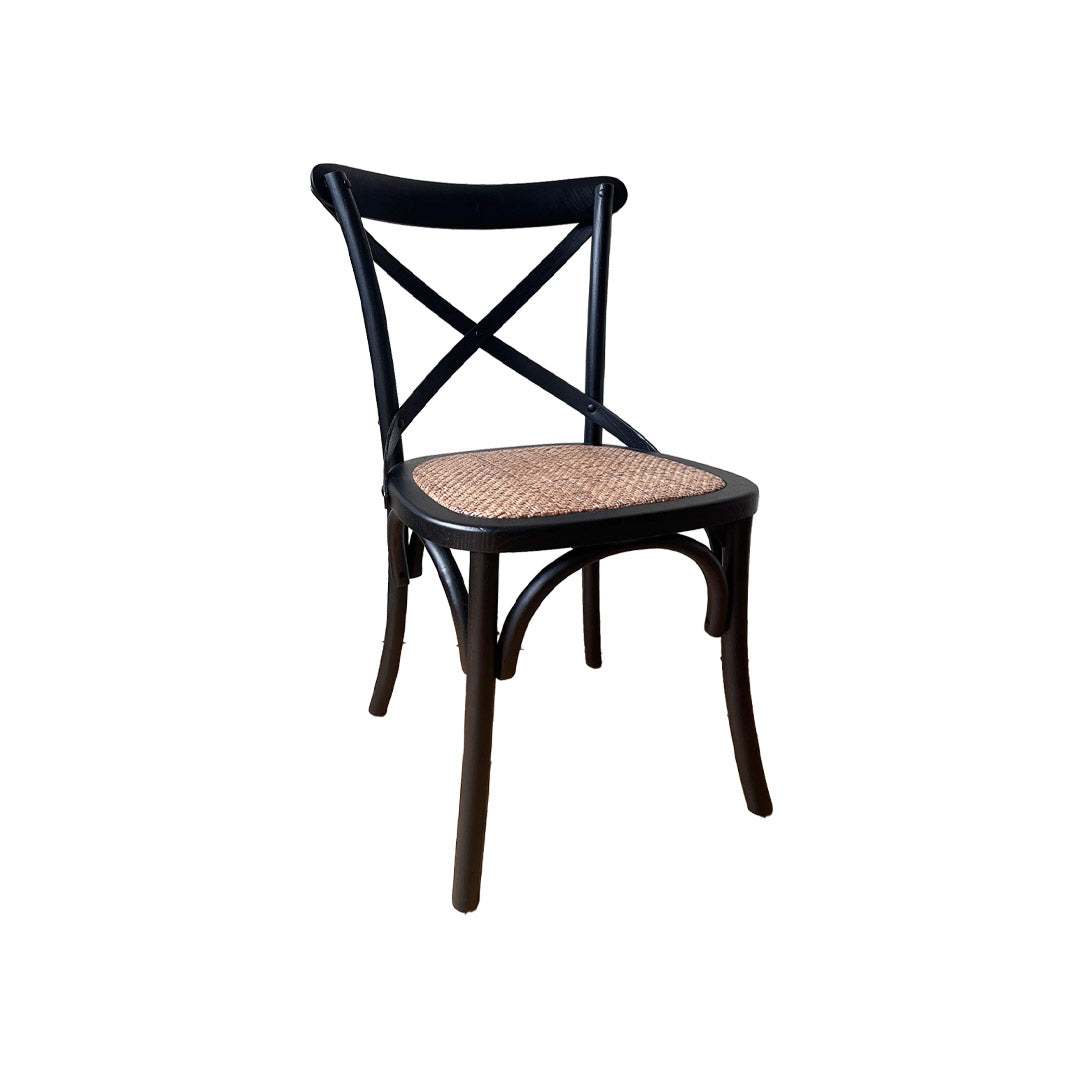 Silla Cross negra con cruz de madera