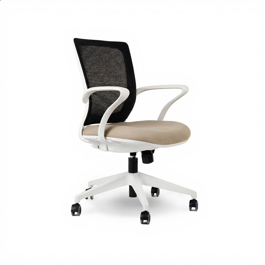 Silla TURIN Basic. Base blanca, mesh negro, tela color