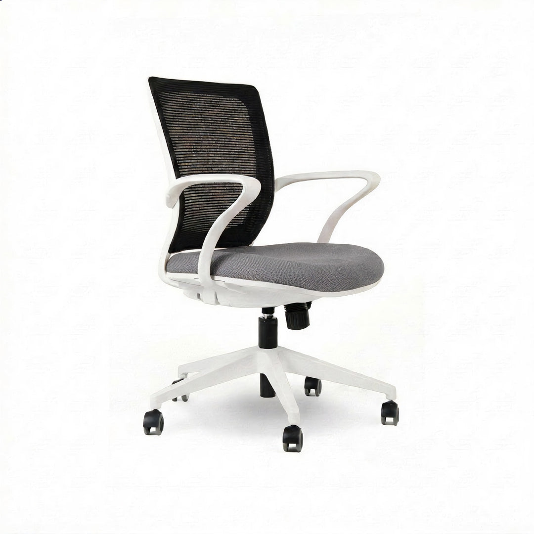 Silla TURIN Basic. Base blanca, mesh negro, tela color
