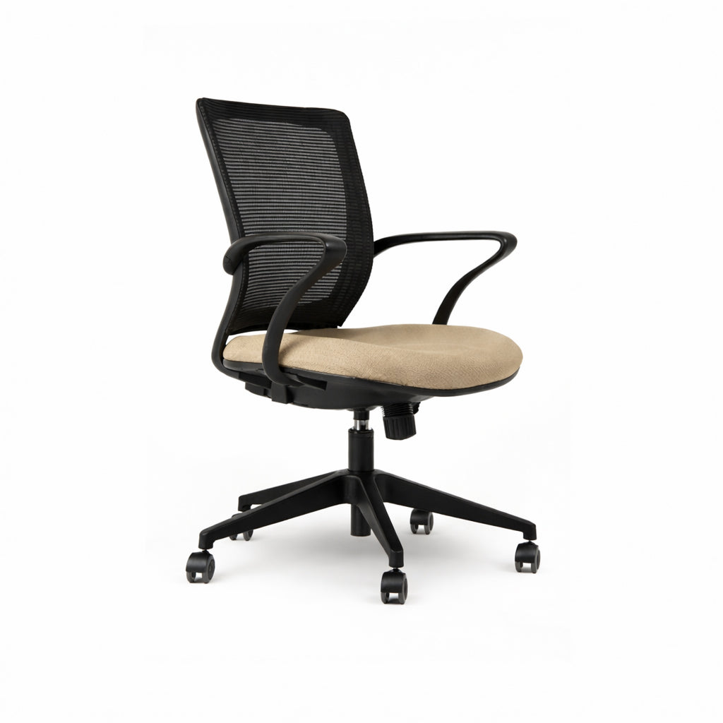 Silla TURIN Basic, base y mesh negro, tela color