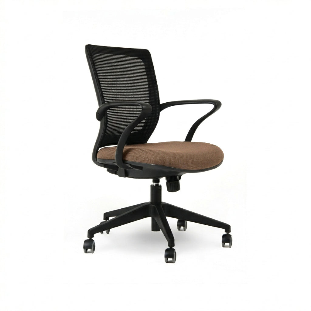 Silla TURIN Basic, base y mesh negro, tela color