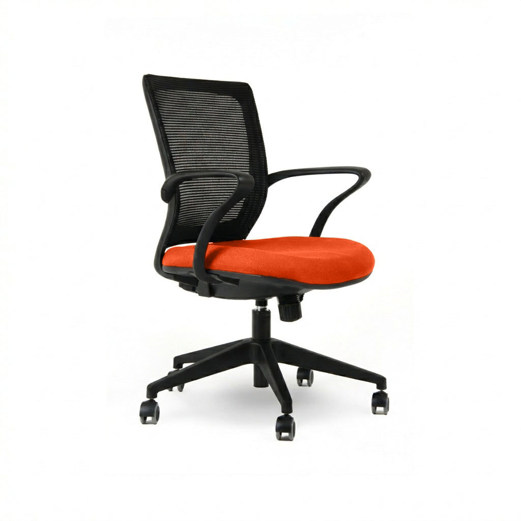 Silla TURIN Basic, base y mesh negro, tela color
