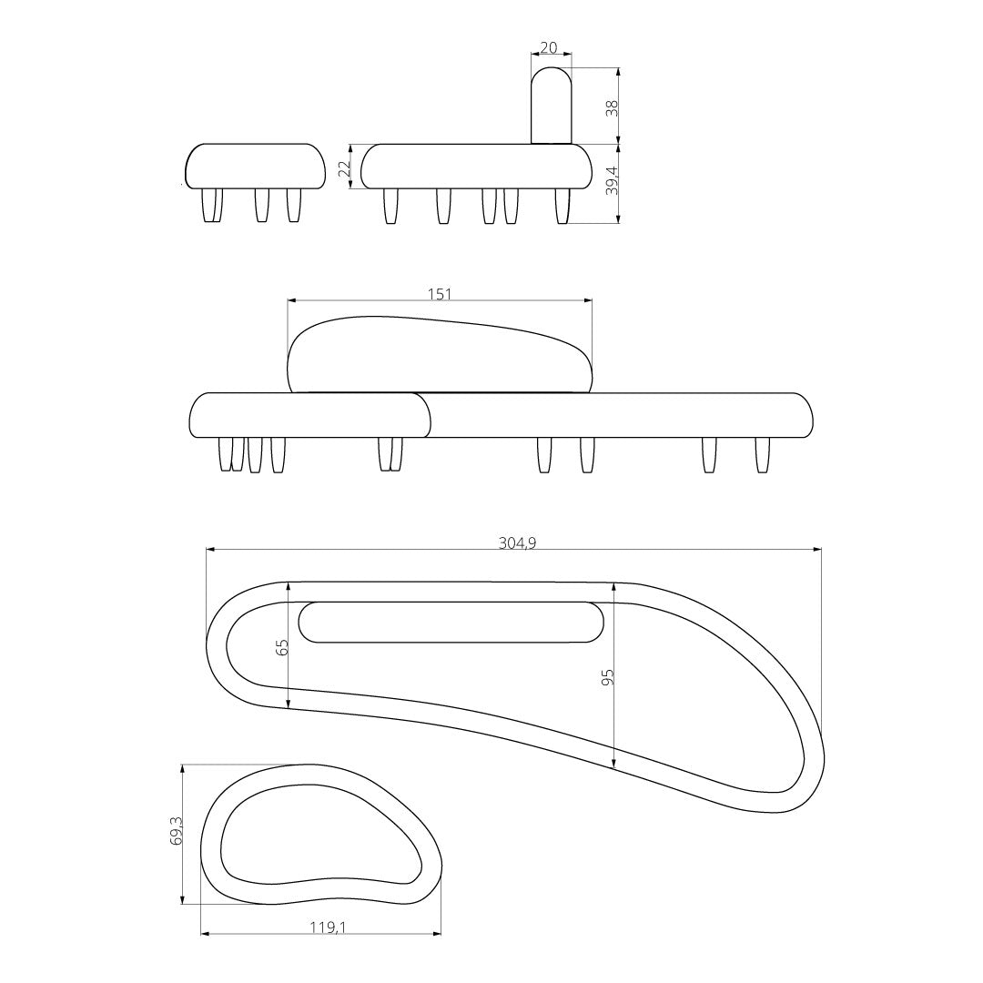 Sofá Noguchi con otomana