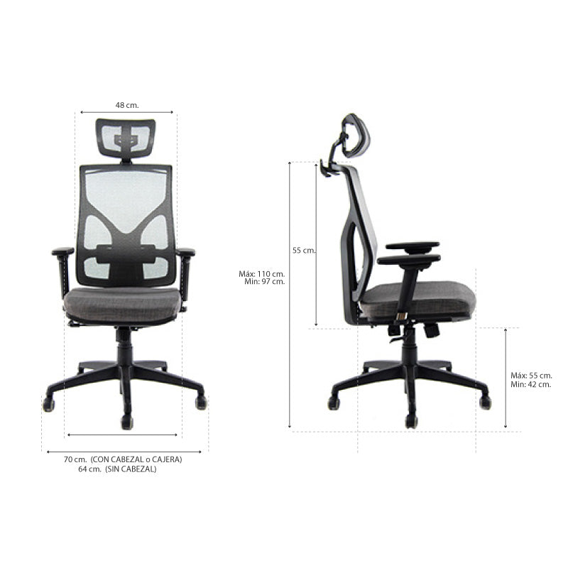 Silla Cool con Cabezal Base negra