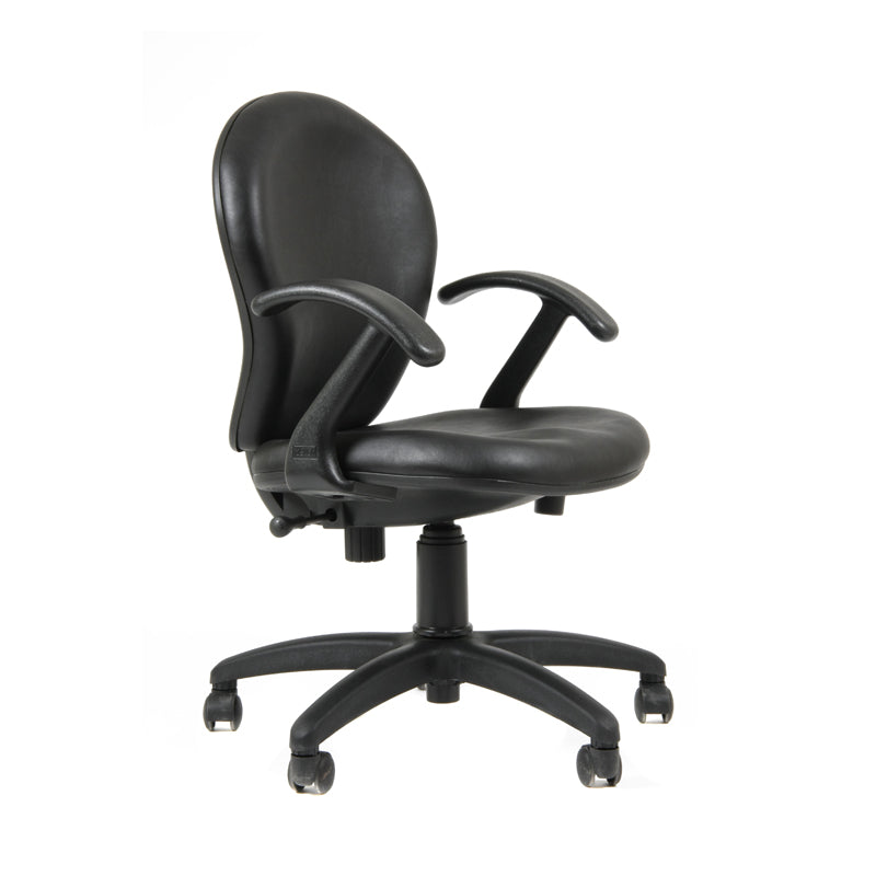 Silla Axis Base negra apoyabrazos fijo - Ecocuero