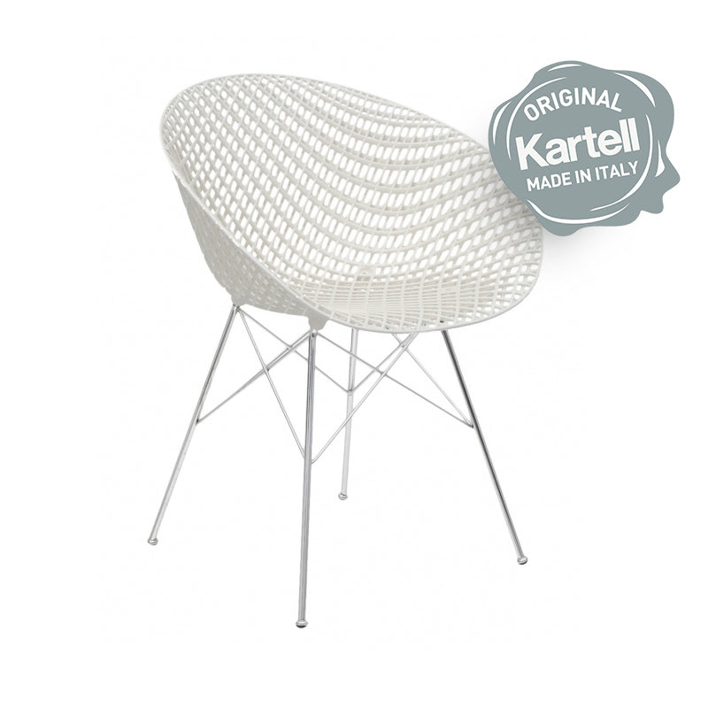 Silla Smatrik Blanca Base cromada, Kartell