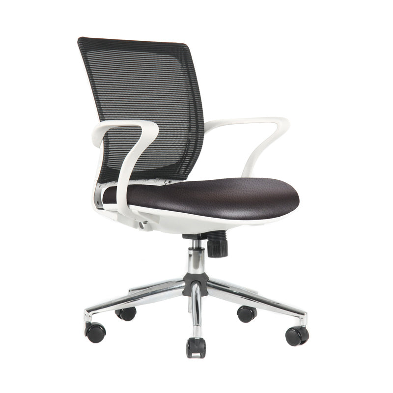 Silla Turin Basic Marco blanco Base cromada Ecocuero