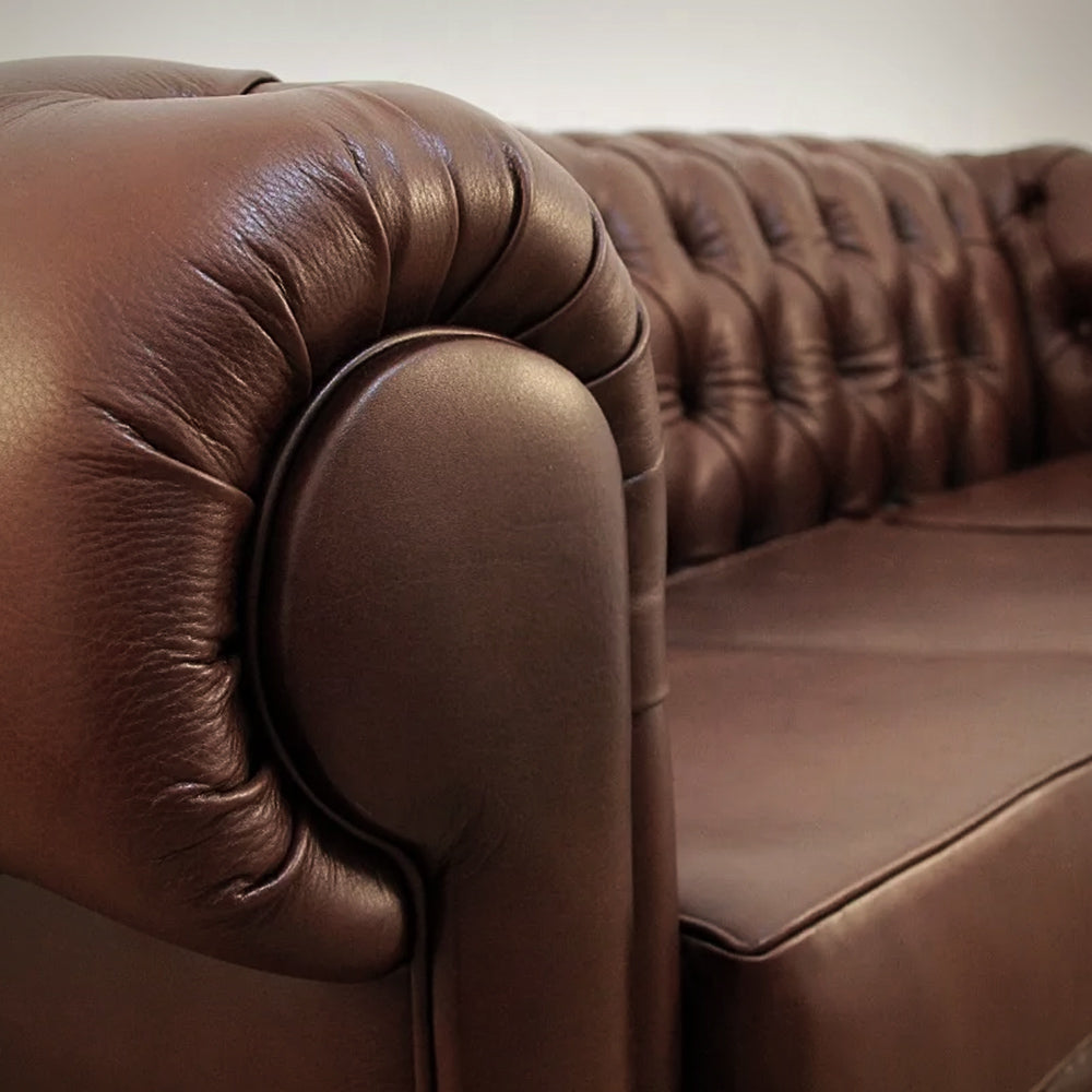 Sofá Chesterfield cuero 3 cuerpos