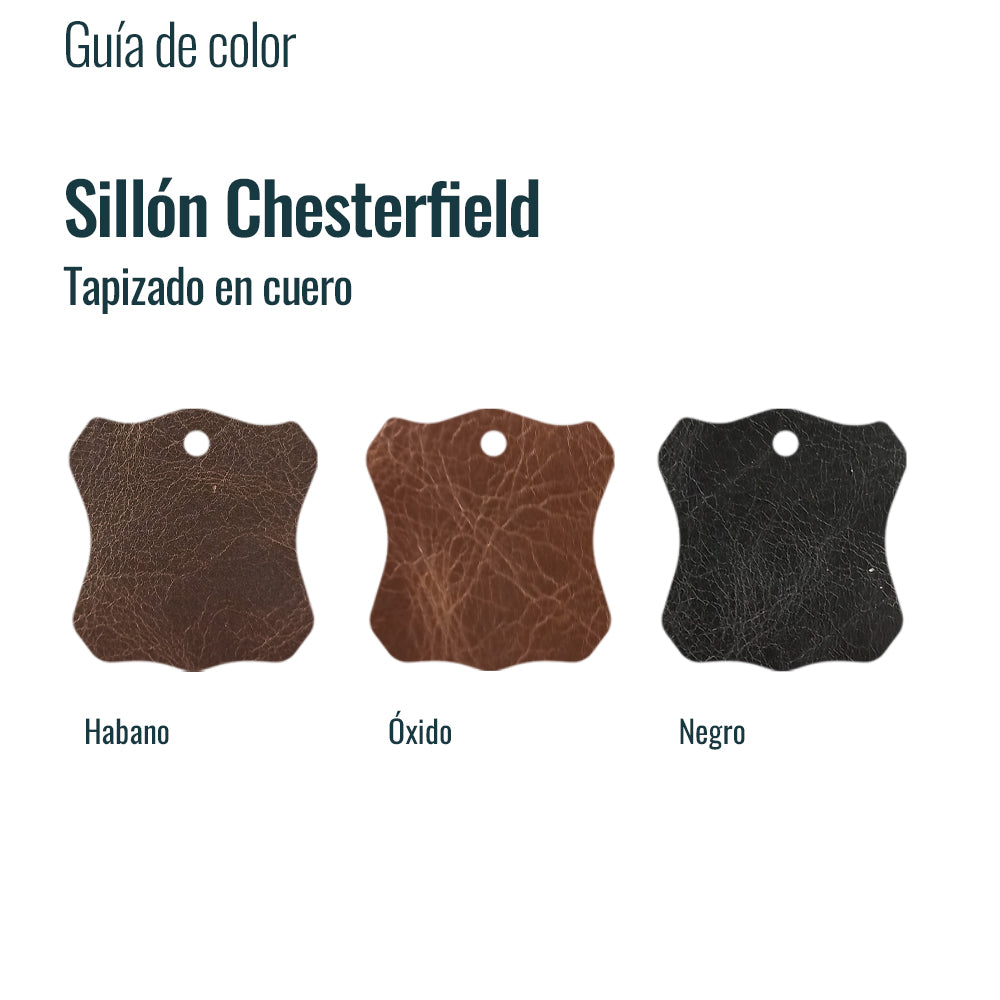 Sofá Chesterfield cuero 3 cuerpos