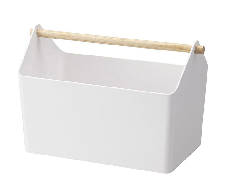 Caja YAMAZAKI plástica con manija de madera blanca - Manifesto Design Store
