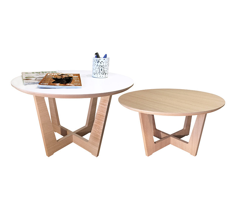 Combo escandinavo Mesas Roma blanca y roble americano - Manifesto Design Store